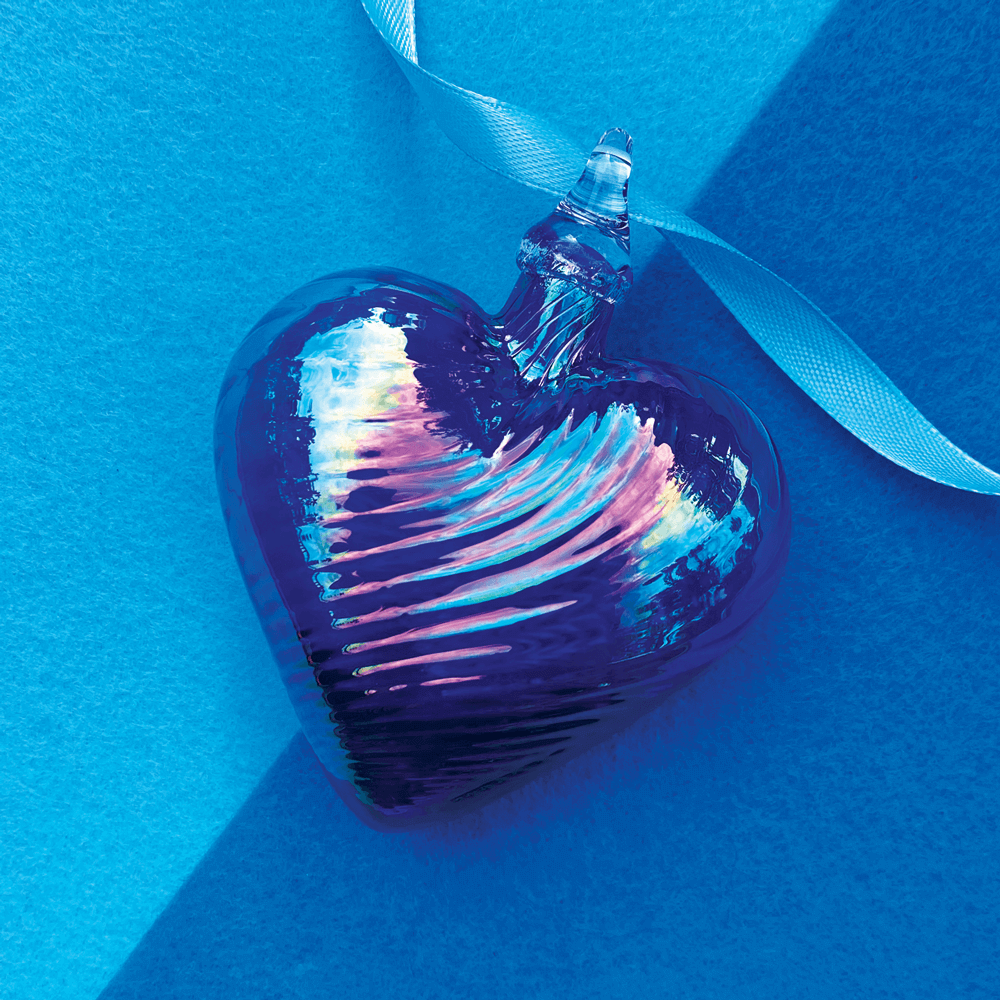 september heart birthstone ornament handmade glass