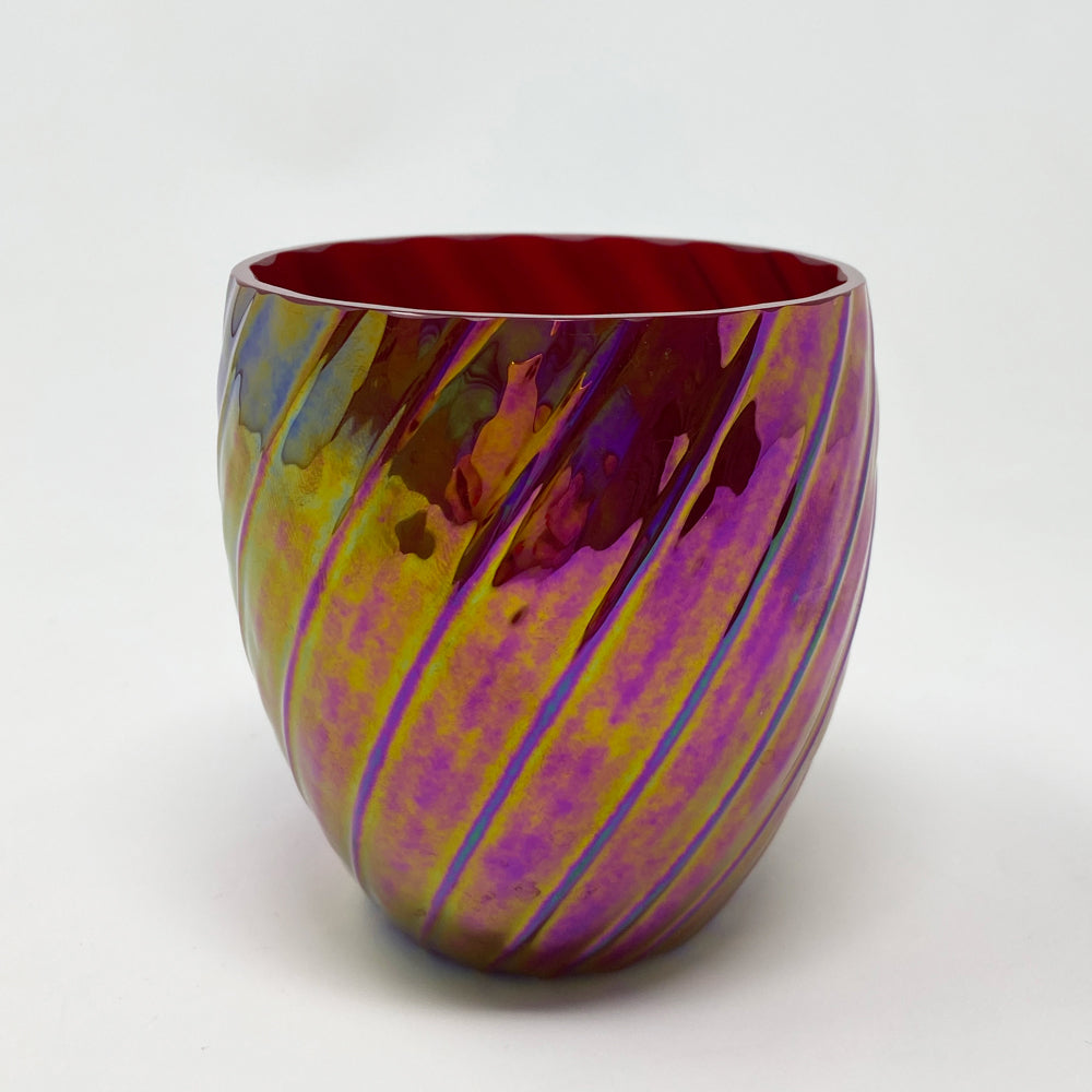 glass eye studio handmade glass january twist birthstone votive