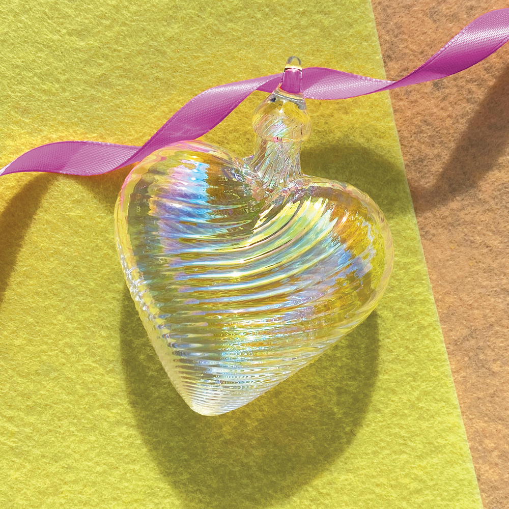 april heart birthstone ornament handmade glass