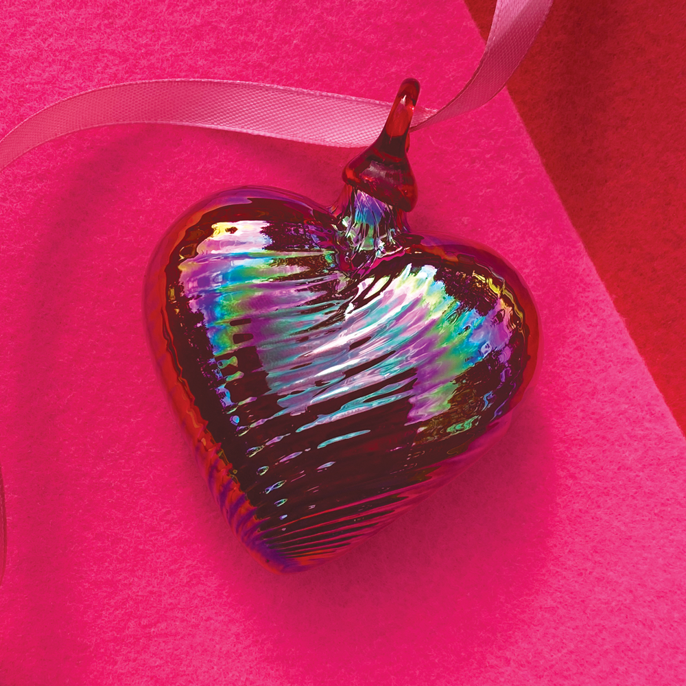 January heart birthstone ornament handmade glass