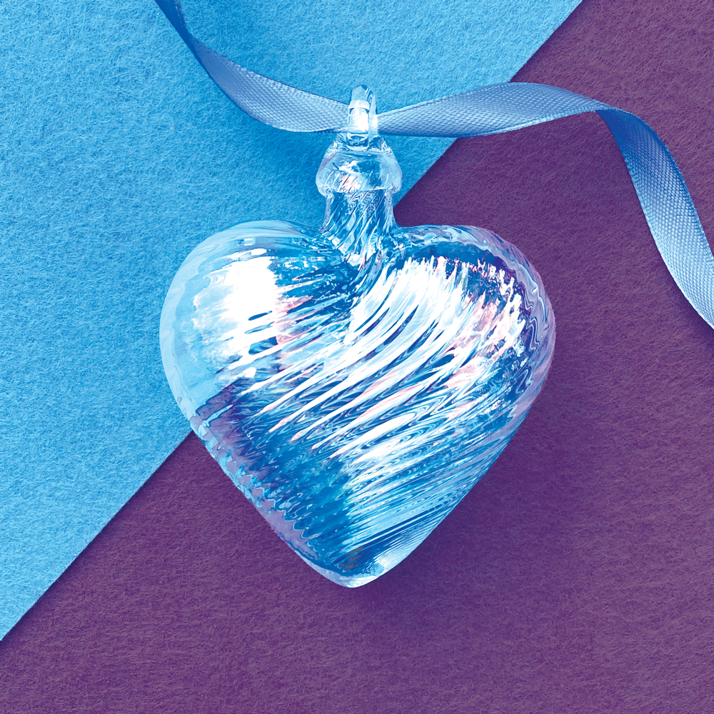 march heart birthstone ornament handmade glass